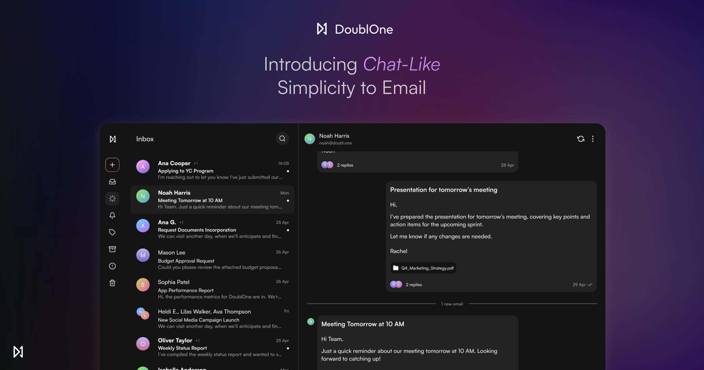 DoublOne: Introducing chat-like simplicity to email - Cover DoublOne